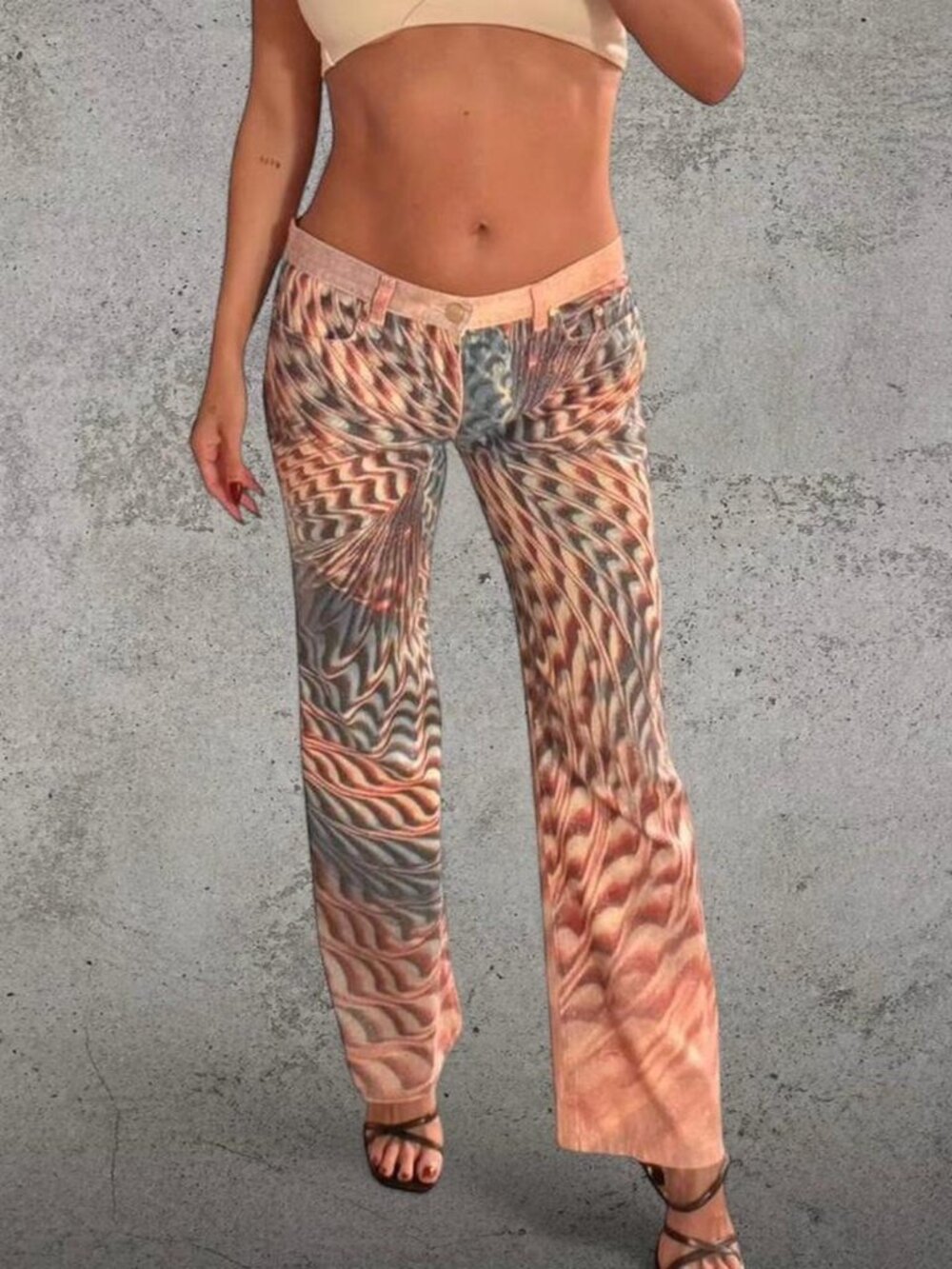 Roberto Cavalli Vintage Runway SS 2001 Psychedelic Glitter Jeans/Pants